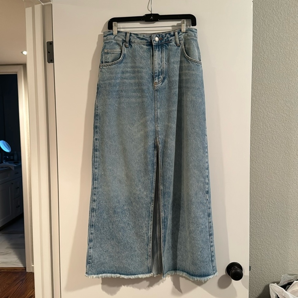 Pilcro Maxi Denim Skirt, Size 6-Madi Front-Slit Denim Skirt, Endless Summer Wash